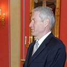 Torbjørn Jagland, President of the National Assembly, was the first of many congratulators that came to the Palace (Photo: Stian Lysberg, Scanpix)